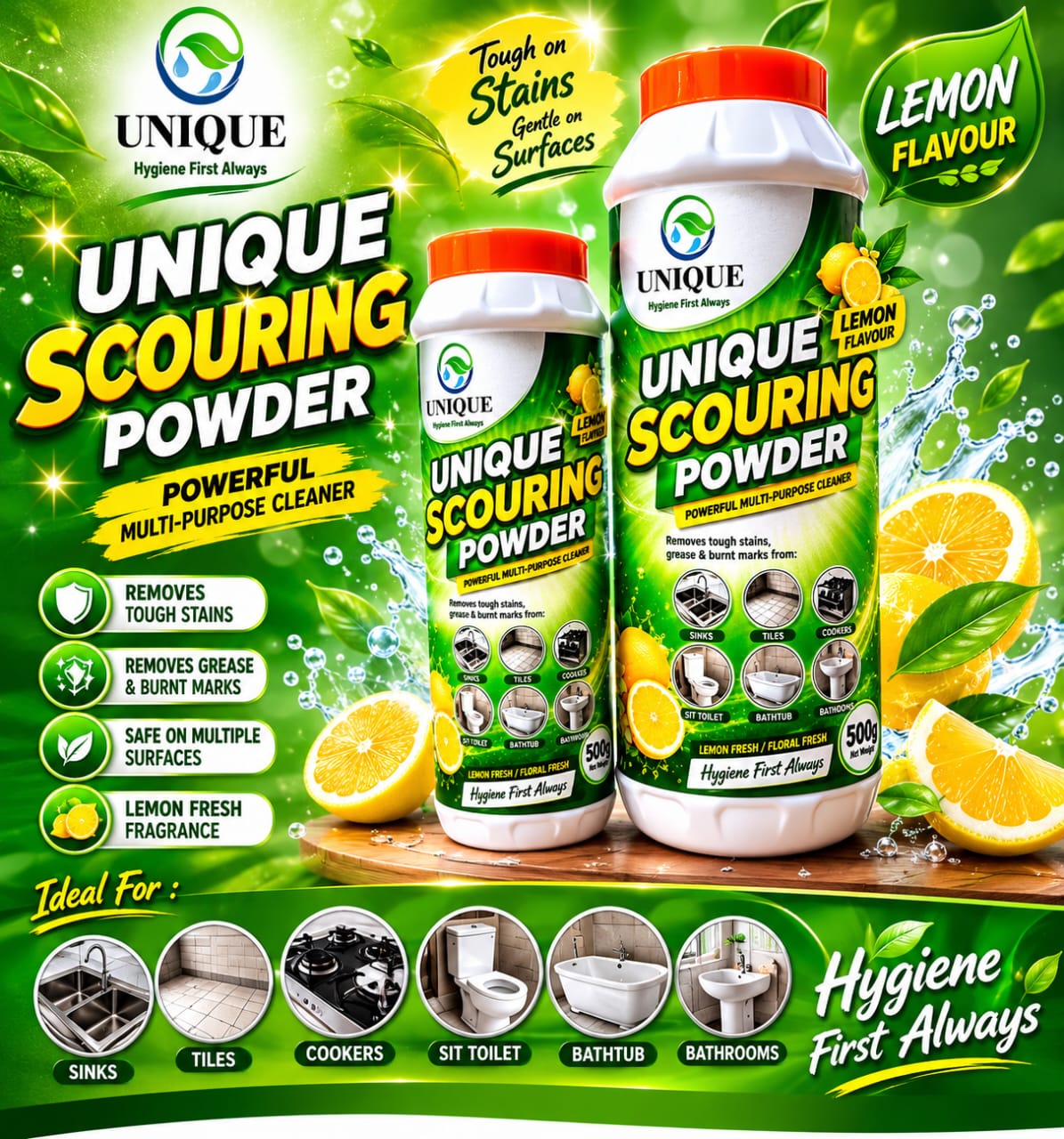UNIQUE Scouring Powder campaign artwork