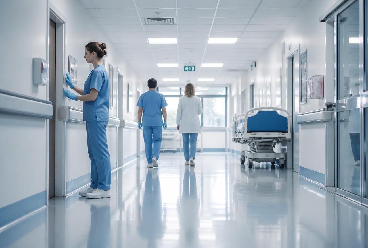 Spotless hospital corridor maintained with Unique hygiene products